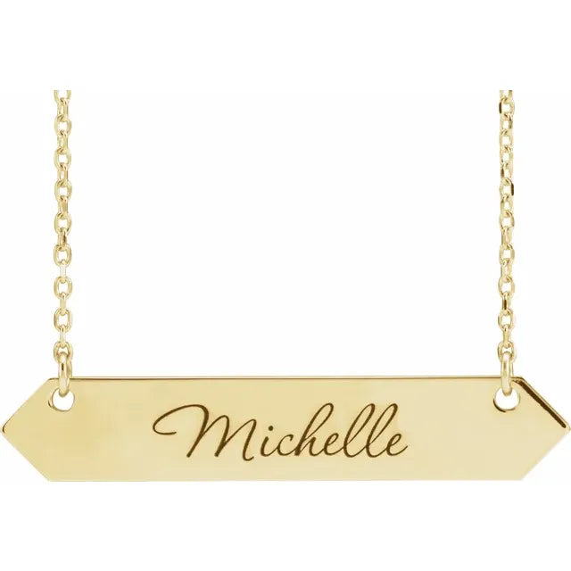 14K Yellow Engravable Geometric Nameplate with Adjustable Necklace 14K Yellow