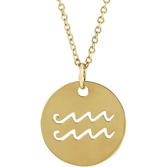 Aquarius Zodiac Disc Set on Adjustable Chain - Luvona