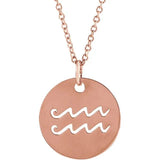 Aquarius Zodiac Disc Set on Adjustable Chain - Luvona