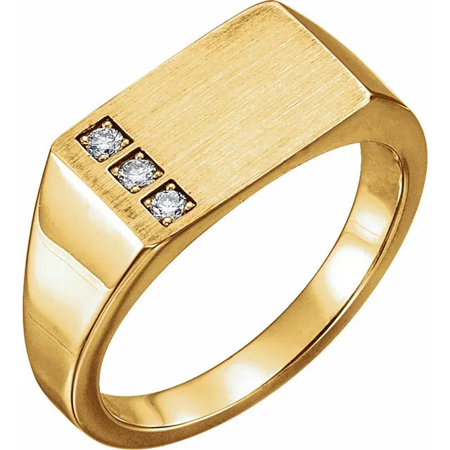 14K Yellow 1/10 CTW Natural Diamond Signet Ring - Luvona